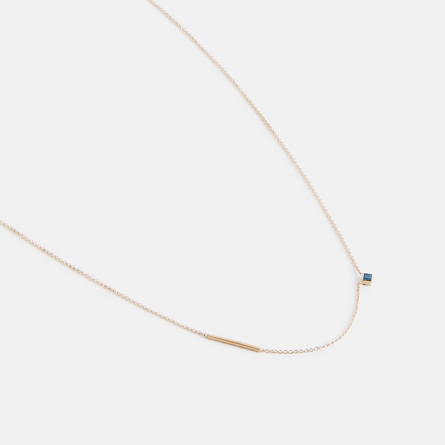Inu Unique Necklace in 14k Gold Set with Sapphire By SHW Fine Jewelry NYC