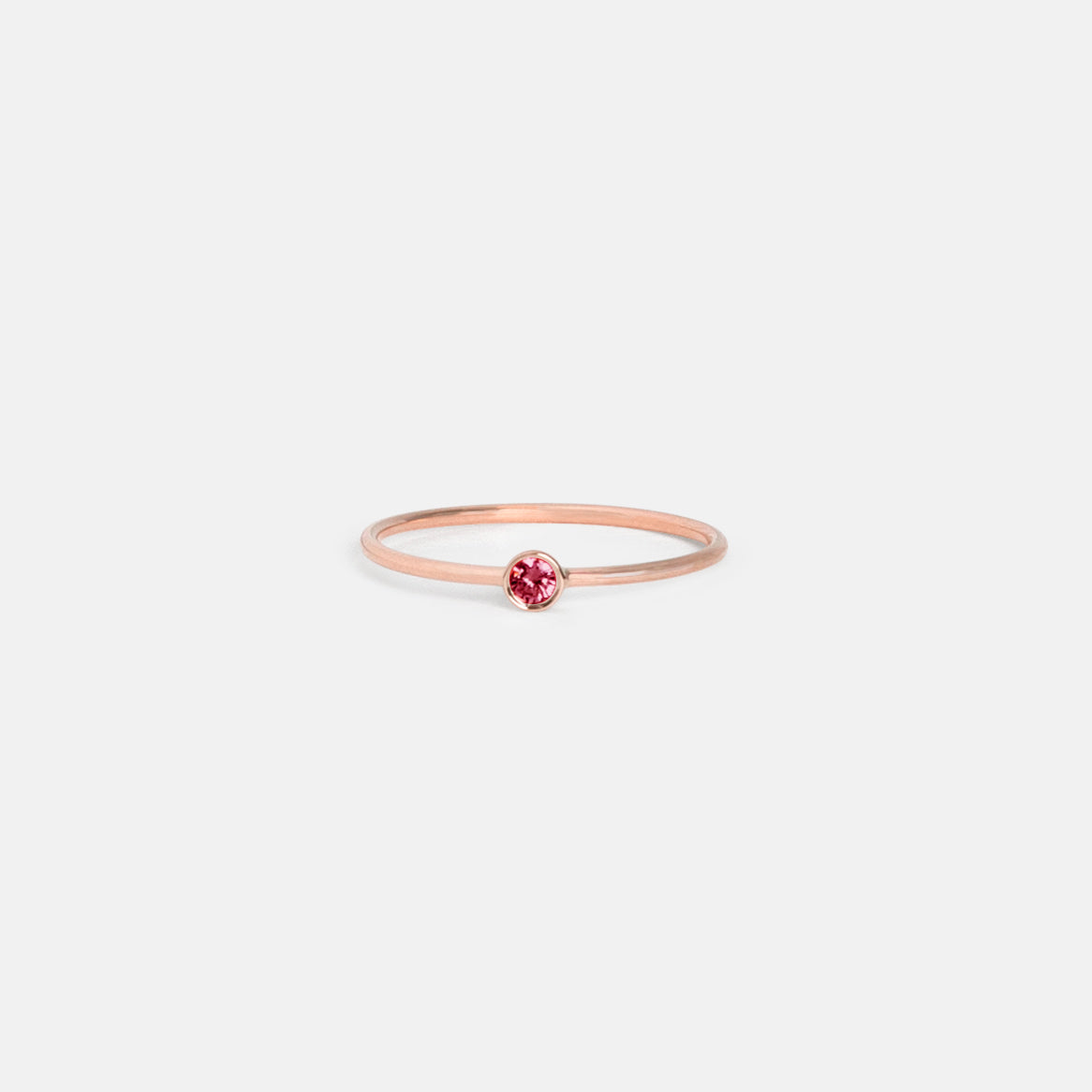 Gold stacking ring with round aquamarine dainty band March birthstone SHW NYC minimal fine jewelry yellow white or rose gold