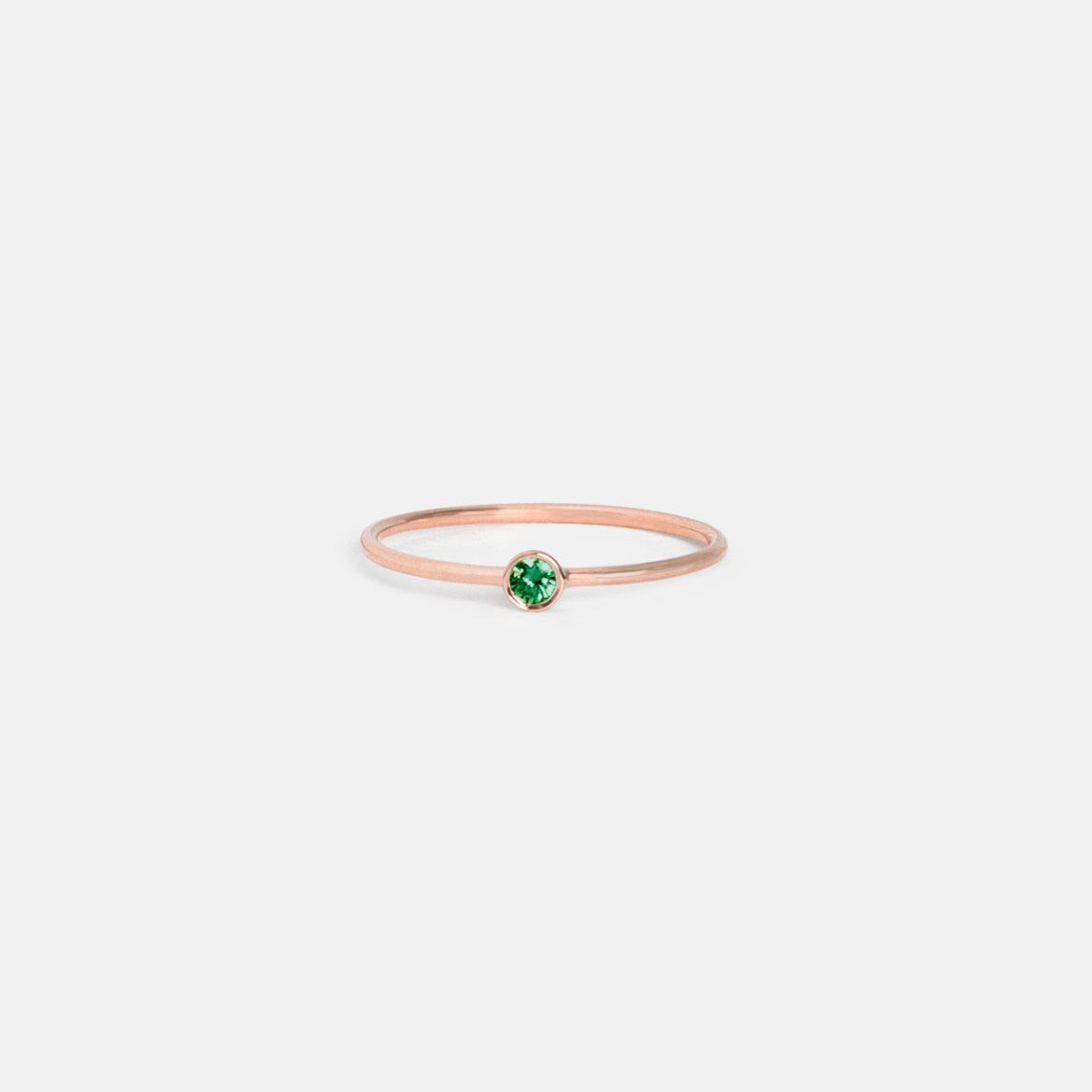Thin dainty gold ring with aquamarine round stone stackable March birthstone yellow rose white gold SHW NYC fine handmade jewelry