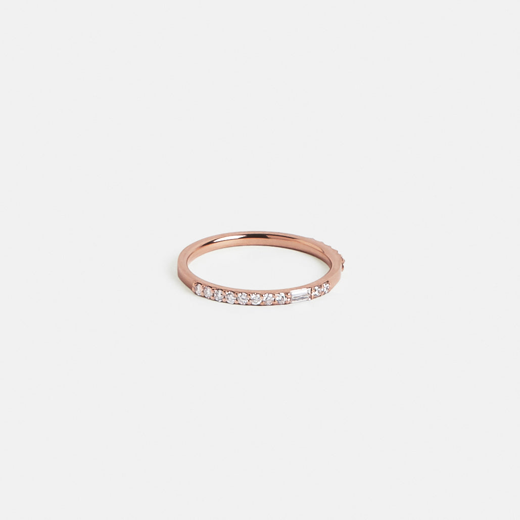 Les Cool Ring in 14k Rose Gold set with White Diamonds By SHW Fine Jewelry NYC
