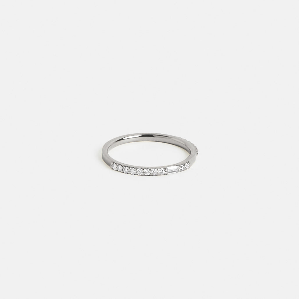 Les Thin Ring in 14k White Gold set with White Diamonds By SHW Fine Jewelry NYC