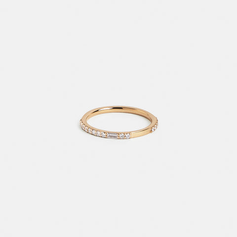 Simple Thin Womens Wedding Band for Stacking with Asymmetrical rows of natural white diamonds in solid 14k gold by SHW fine jewelry in NYC