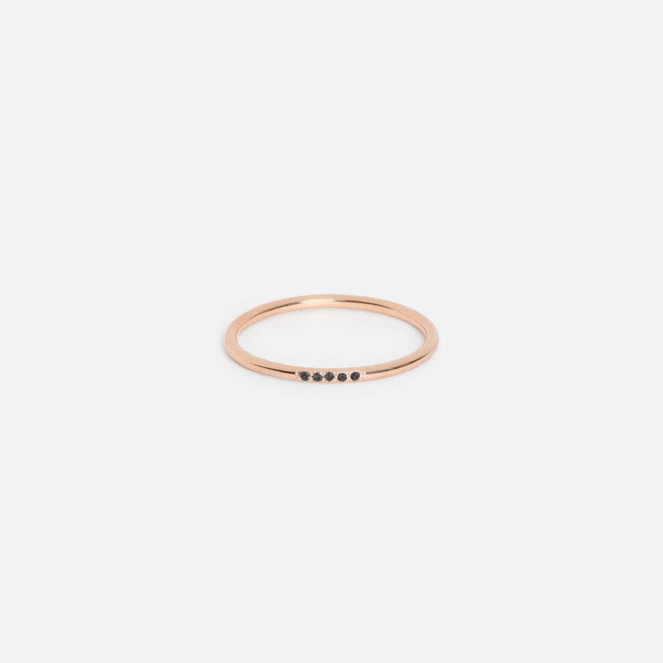 Eiga Delicate Ring in 14k Rose Gold set with Black Diamonds By SHW Fine Jewelry NYC