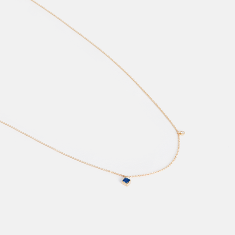 Ibi Cool Necklace in 14k Gold set with Sapphire and White Diamond By SHW Fine Jewelry NYC