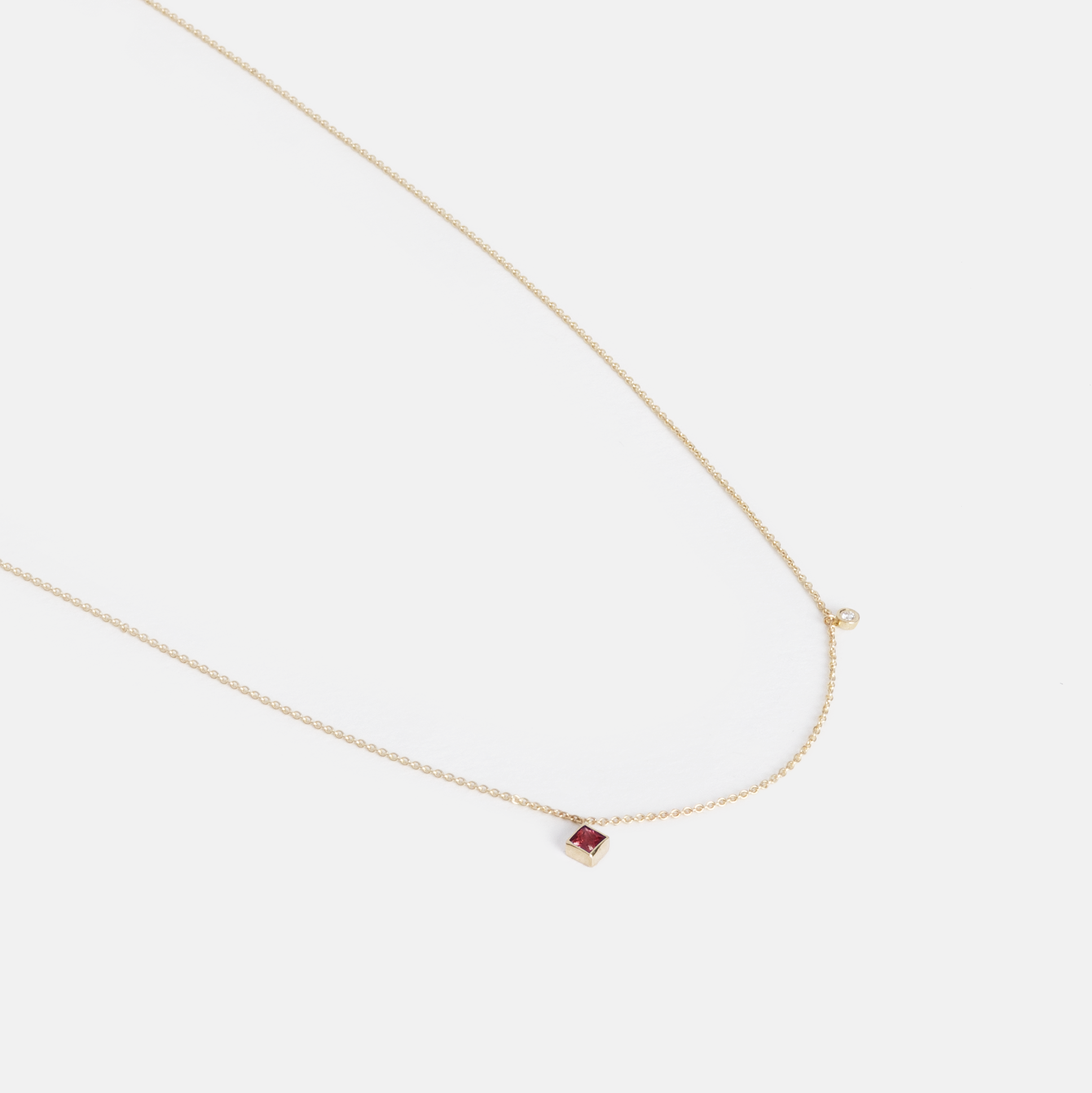 Ibi Cool Necklace in 14k Gold set with Ruby and White Diamond By SHW Fine Jewelry NYC