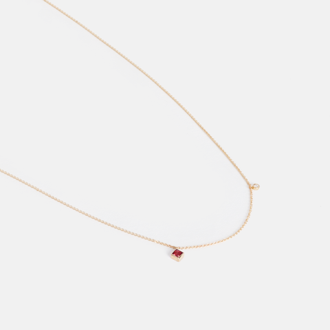 Ibi Cool Necklace in 14k Gold set with Ruby and White Diamond By SHW Fine Jewelry NYC