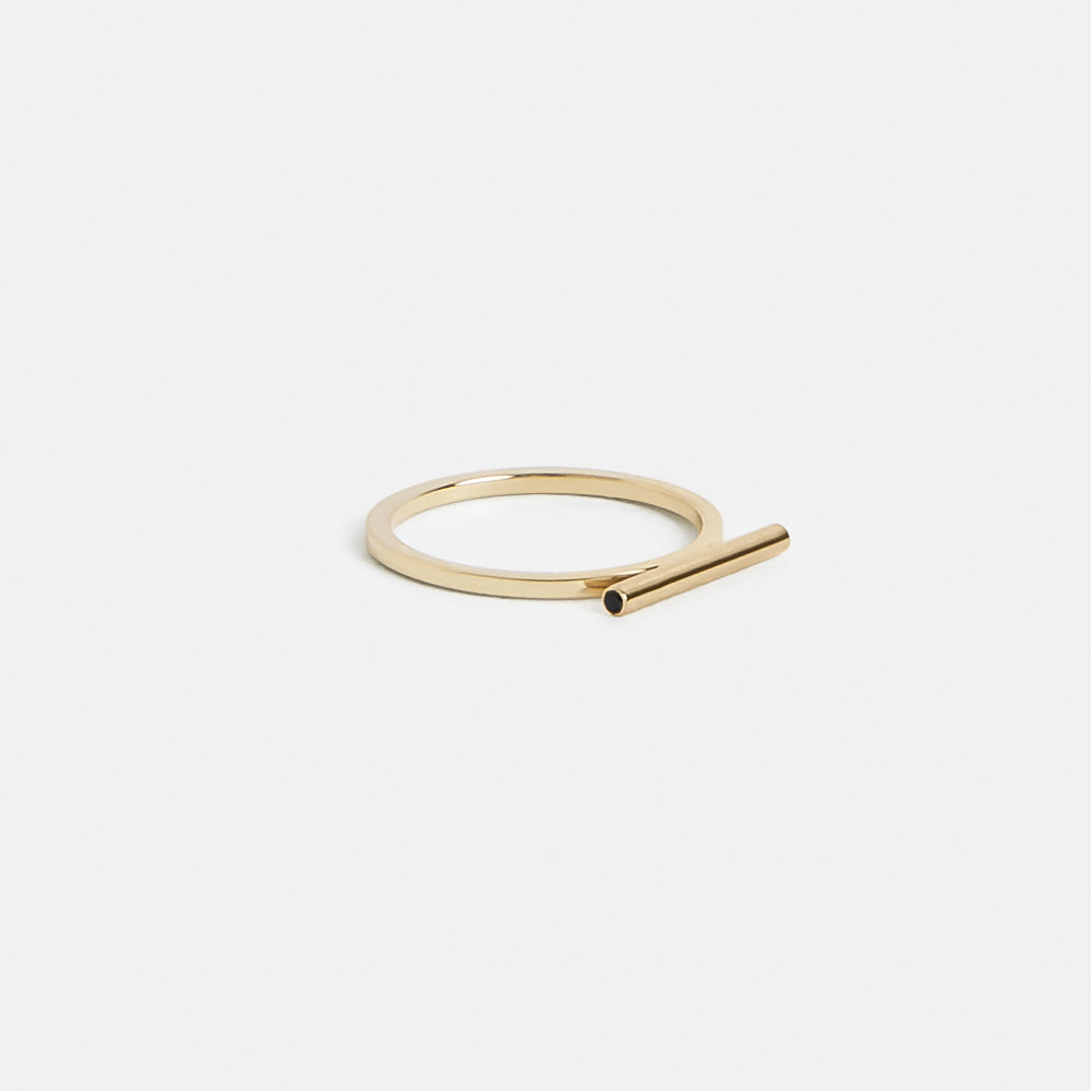 Nox Unusual Ring in 14k Gold set with White and Black Diamonds by SHW Fine Jewelry NYC