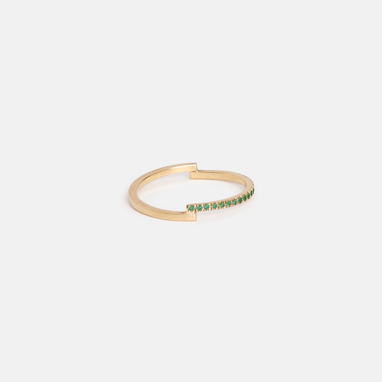 Para Delicate Ring in 14k Gold set with Emeralds By SHW Fine Jewelry New York City