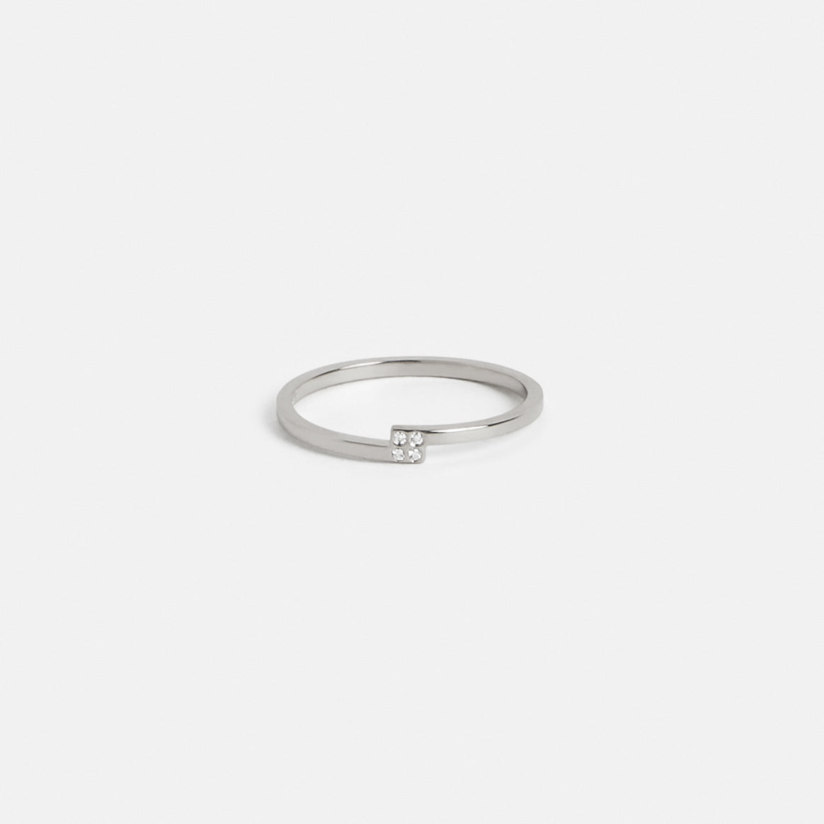 Piva Thin Ring in 14k White Gold set with White Diamonds By SHW Fine Jewelry NYC