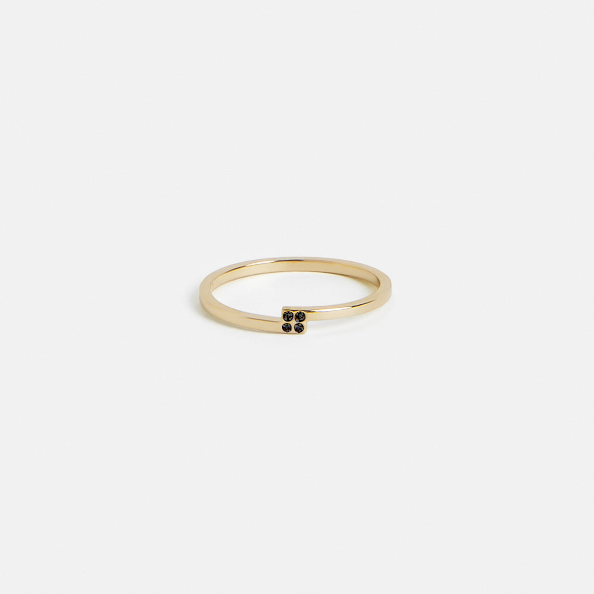 Piva Delicate Ring in 14k Gold set with Black Diamonds By SHW Fine Jewelry NYC