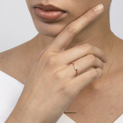Unusual wedding band with two mined natural diamonds in solid 14k, 18k yellow, white, rose gold or silver by SHW fine jewelry store in NYC