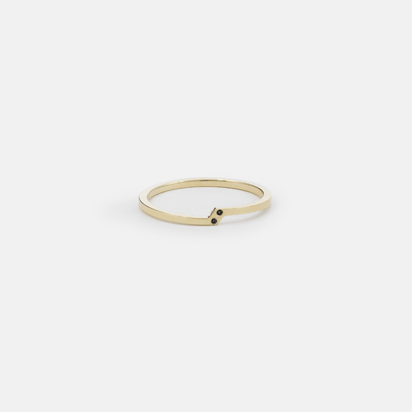 Rili Simple Ring in 14k Gold set with Black Diamonds By SHW Fine Jewelry NYC