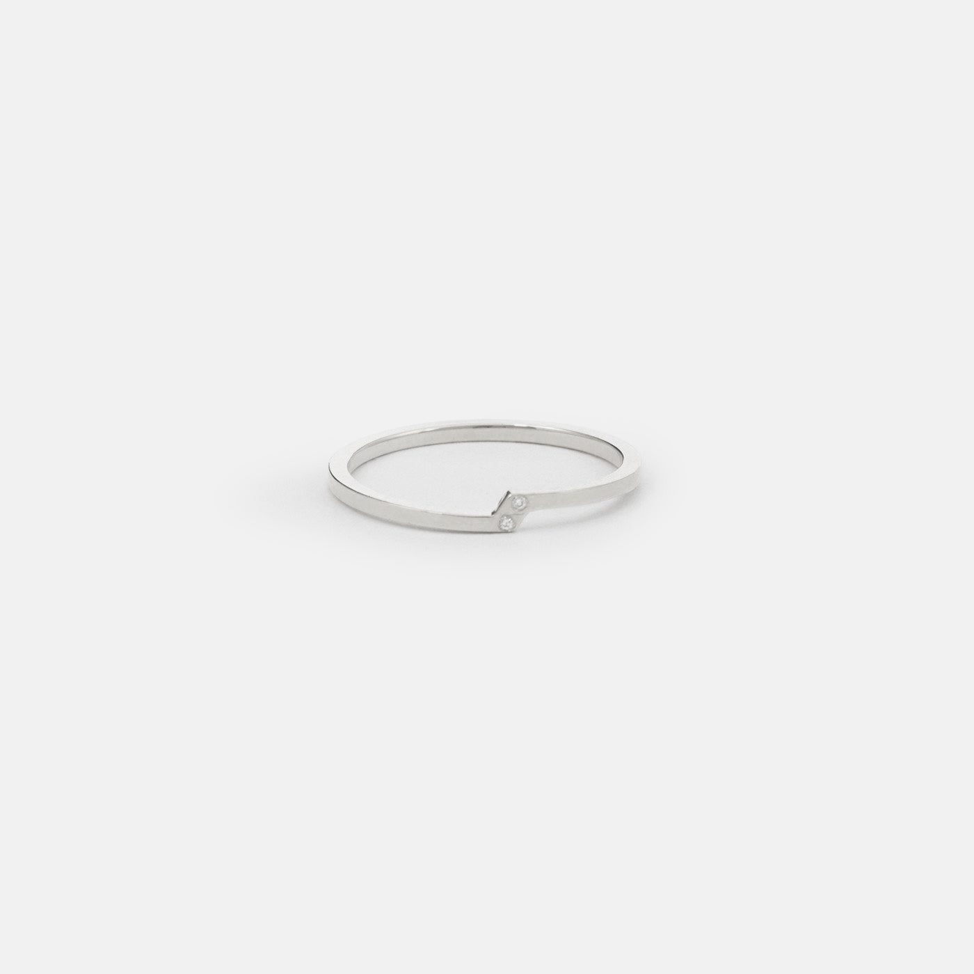 Sterling silver thin double band ring with two white diamonds