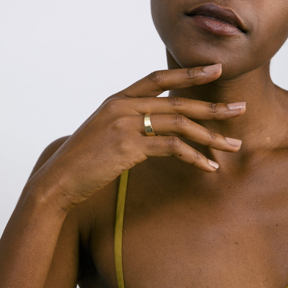 Minimalist thicker unusual looking wedding band in solid 14k, 18k yellow, white, rose gold or platinum SHW fine jewelry store in New York City