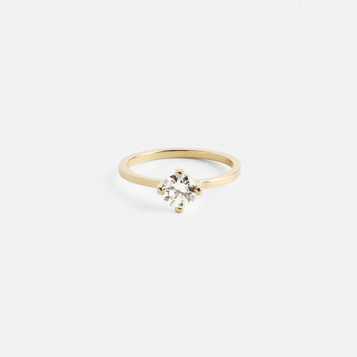 Ema Unusual Engagement Ring in 14k Gold set with a round brilliant cut 1ct natural diamond By SHW Fine Jewelry NYC