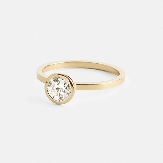Mana Unique Engagement Ring in 14k Gold set with a round brilliant cut lab-grown diamond By SHW Fine Jewelry NYC