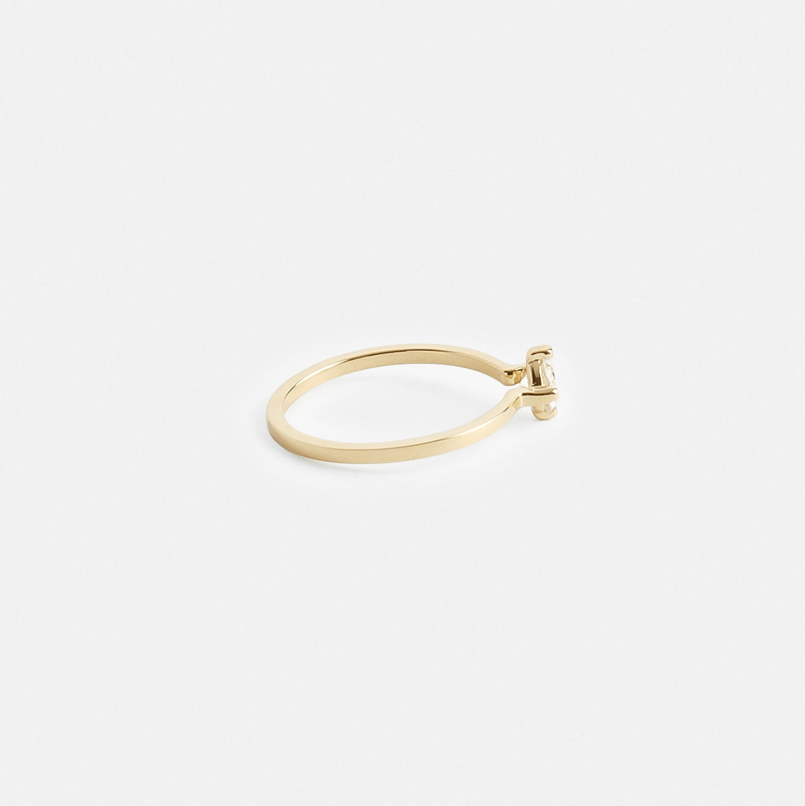 Mini Thin Ema Ring in 14k Gold set with a 0.4ct round brilliant cut natural diamond By SHW Fine Jewelry NYC