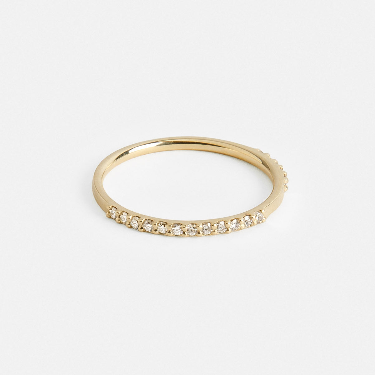 Row Delicate Ring in 14k Gold set with White Diamonds By SHW Fine Jewelry NYC