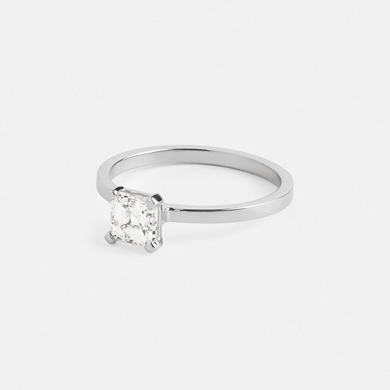 Ryta Minimal Engagement Ring Platinum Set With 1ct princess cut natural diamond By SHW Fine Jewelry NYC