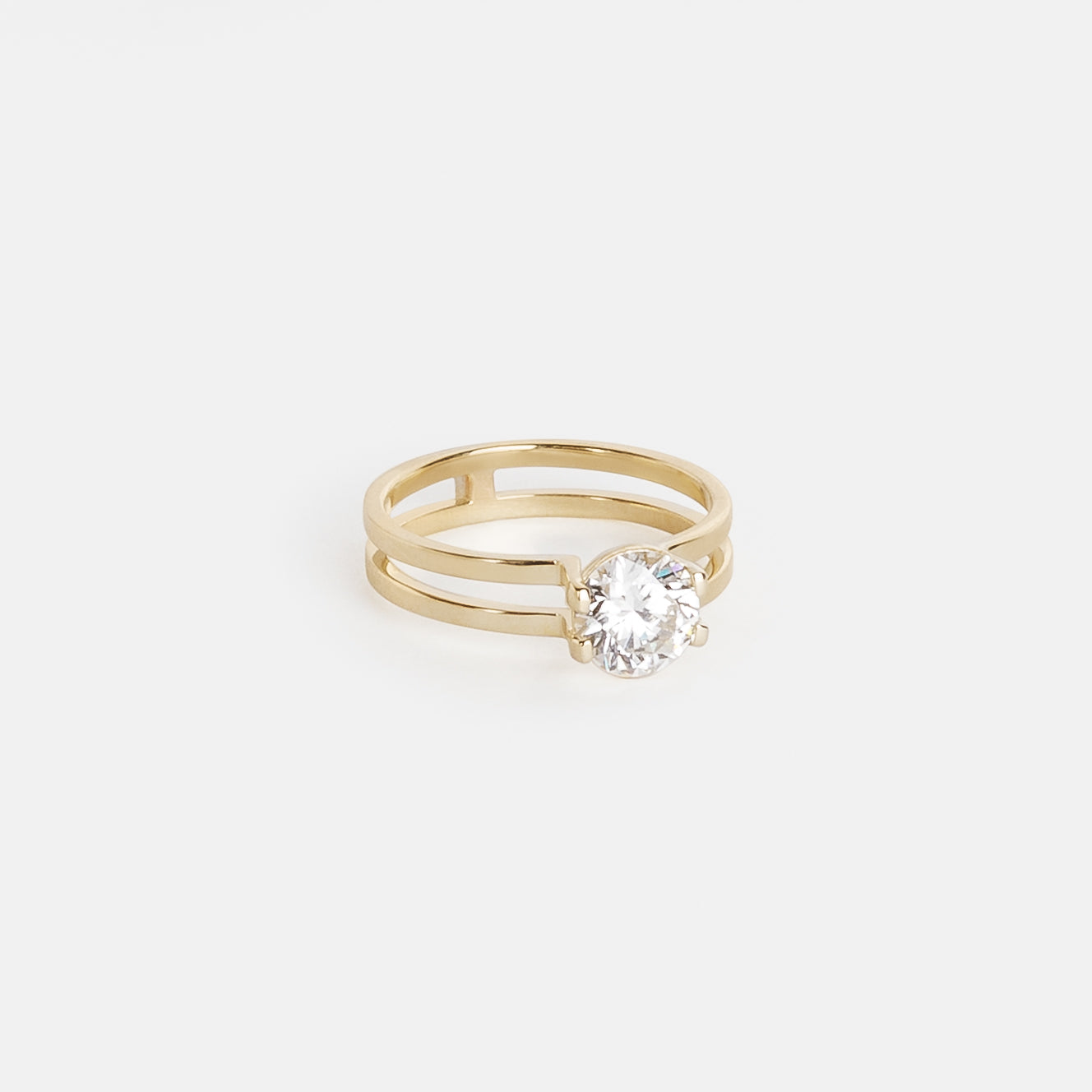 Vedi Unique Ring in 14k Gold set with a 1.01ct round brilliant cut lab-grown diamond By SHW Fine Jewelry NYC