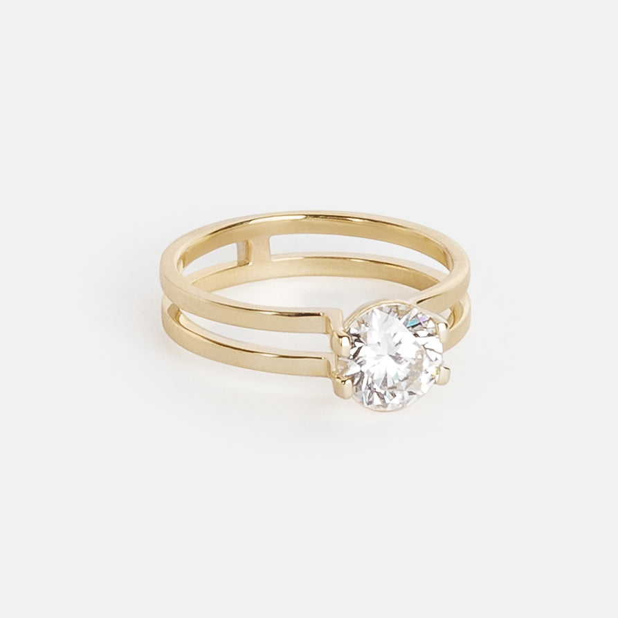 Vedi Alternative Ring in 14k Gold set with a 1.01ct round brilliant cut lab-grown diamond By SHW Fine Jewelry NYC