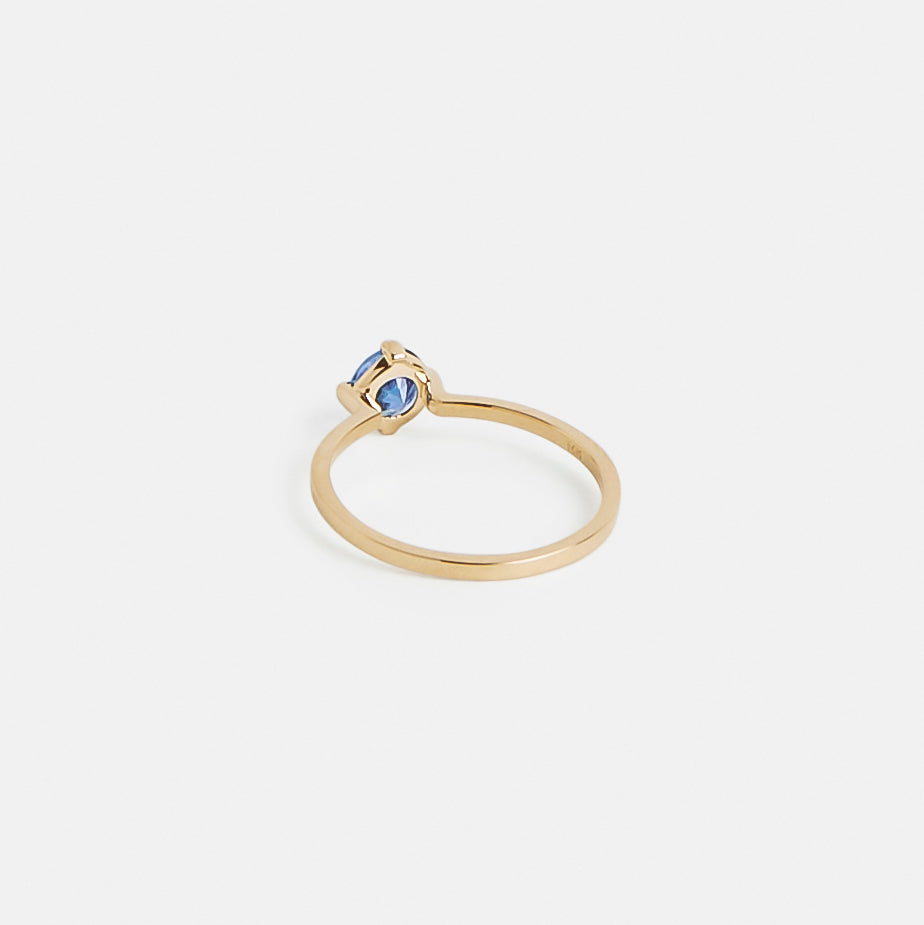 Vina Minimal Ring in 14k Gold set with a 0.65ct blue round brilliant cut sapphire By SHW Fine Jewelry NYC