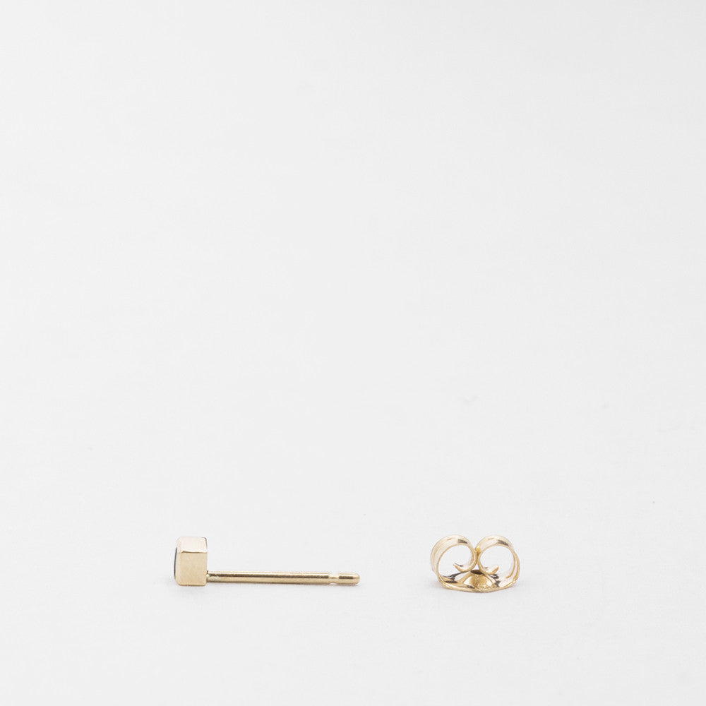 Small Simple Ona Bar Stud in 14k Gold set with Black Diamond By SHW Fine Jewelry New York City