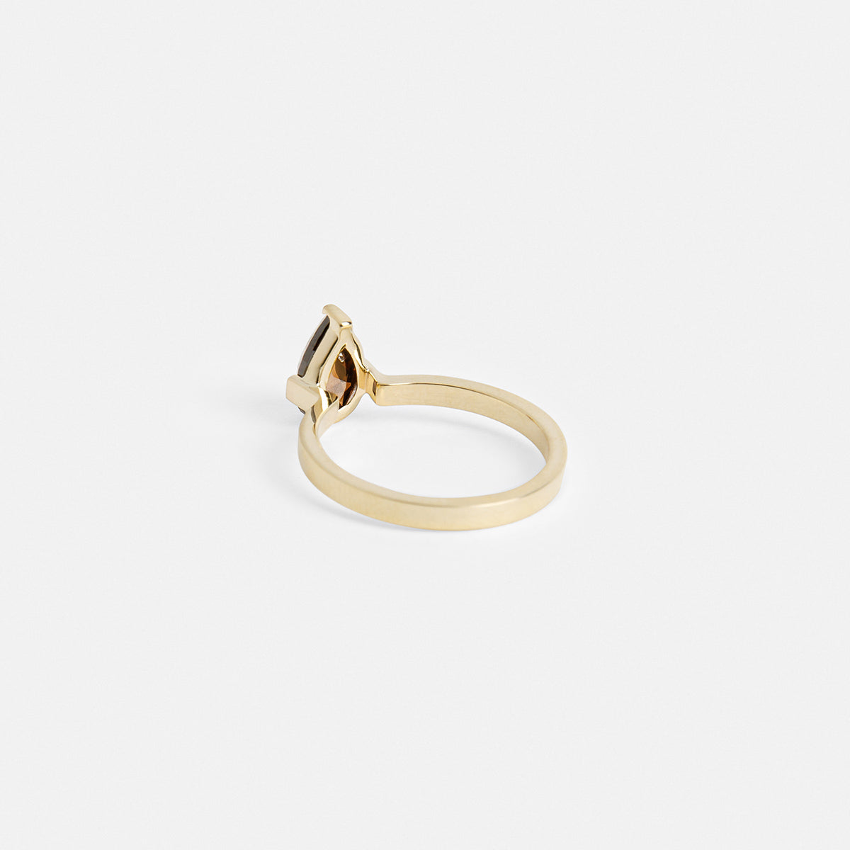 Gerda Unique Ring in 14k Gold set with a 1.31ct pear-cut cognac natural diamond By SHW Fine Jewelry NYC Sustainable