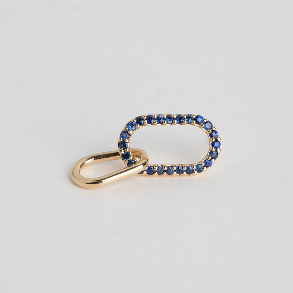 Handmade Naki Earrings in 14 karat yellow gold set with ethical sapphires and diamonds made in NYC by SHW fine Jewelry