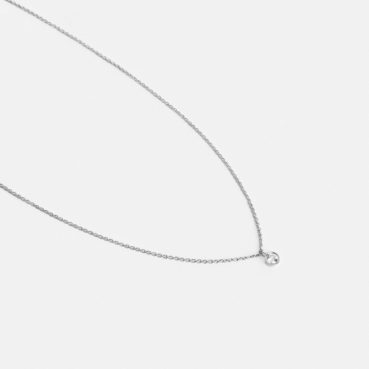 Large Kaya Simple Necklace in 14k White Gold set with White Diamond By SHW Fine Jewelry NYC