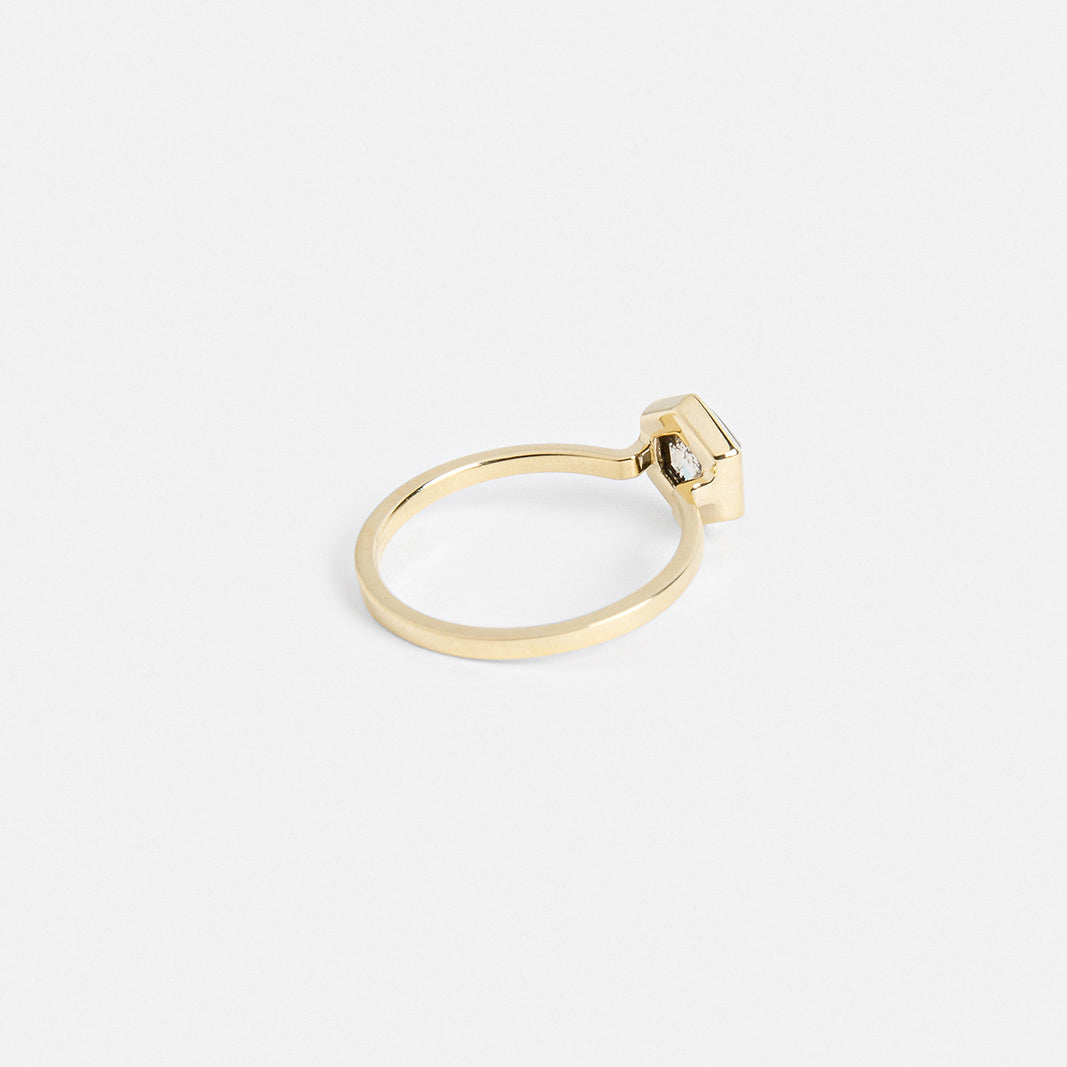 Luca Unisex Ring in 14k Gold set with a 0.99ct salt and pepper hexagon diamond By SHW Fine Jewelry NYC