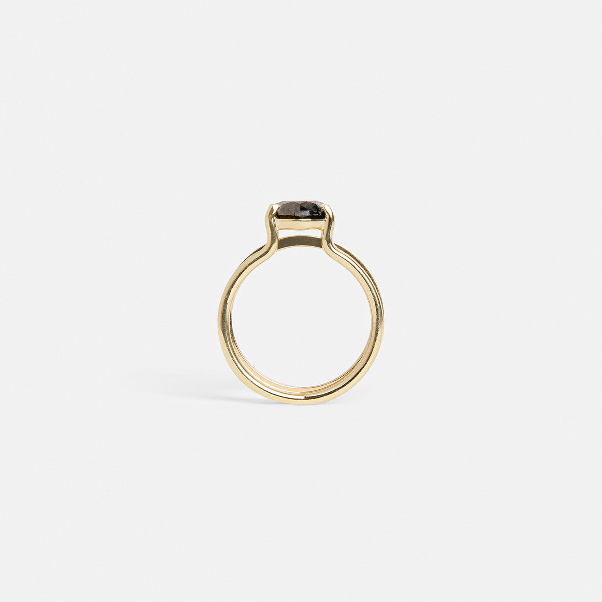 Obri Luxury Ring in 14k Gold set with a 1.41ct round rose cut cognac diamond By SHW Fine Jewelry New York City