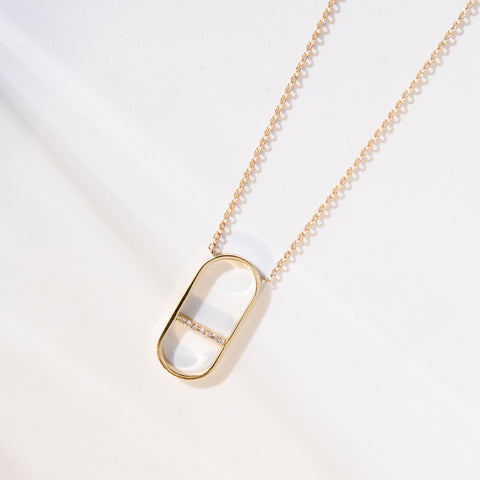 Rongo Designer Necklace in 14k Gold set with White Diamonds By SHW Fine Jewelry NYC