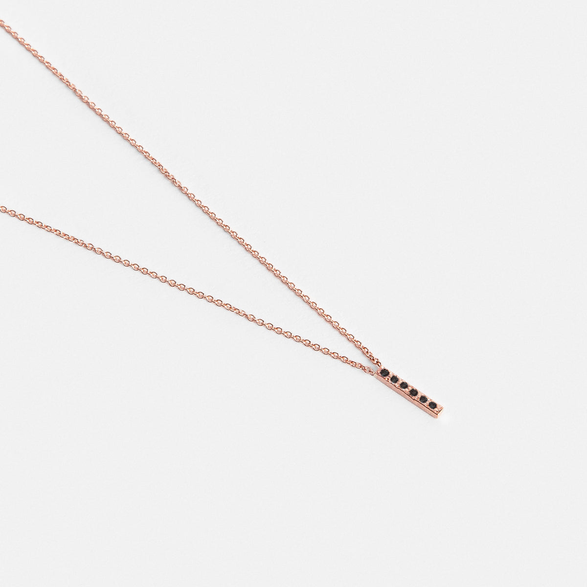 Mini Tiru Thin Necklace in 14k Rose Gold set with Blackl Diamonds By SHW Fine Jewelry NYC