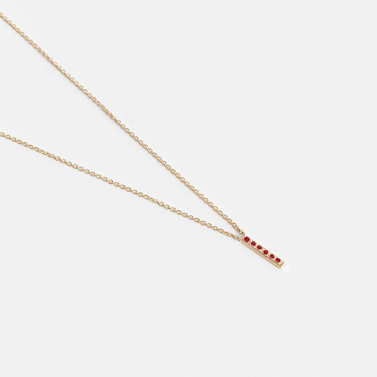 Mini Tiru Delicate Necklace in 14k Gold set with Rubies By SHW Fine Jewelry NYC