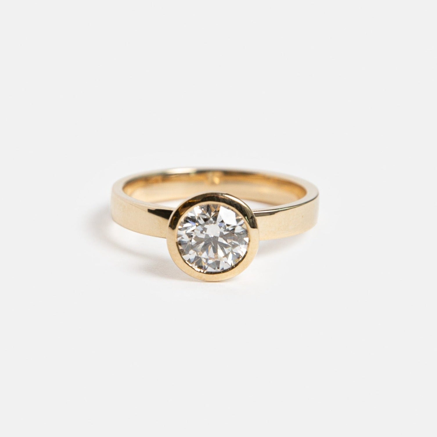 Agne Handmade Ring in 14k Gold set with a 1.03ct round cut lab-grown diamond By SHW Fine Jewelry NYC