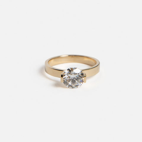 Lara Handmade Engagement Ring in 14k Gold set with an excellent cut lab-grown diamond By SHW Fine Jewelry NYC