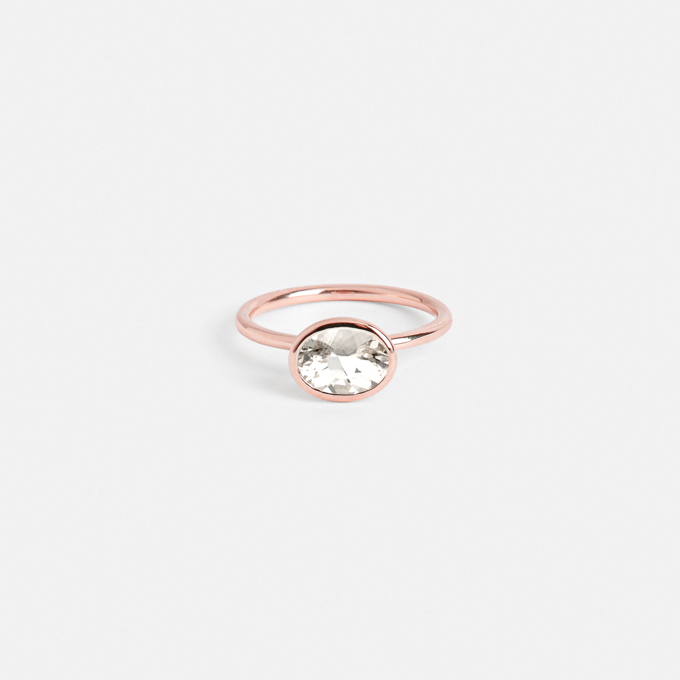 Lida Minimal Ring in 14k Rose Gold set with an oval brilliant cut lab-grown diamond By SHW Fine Jewelry NYC