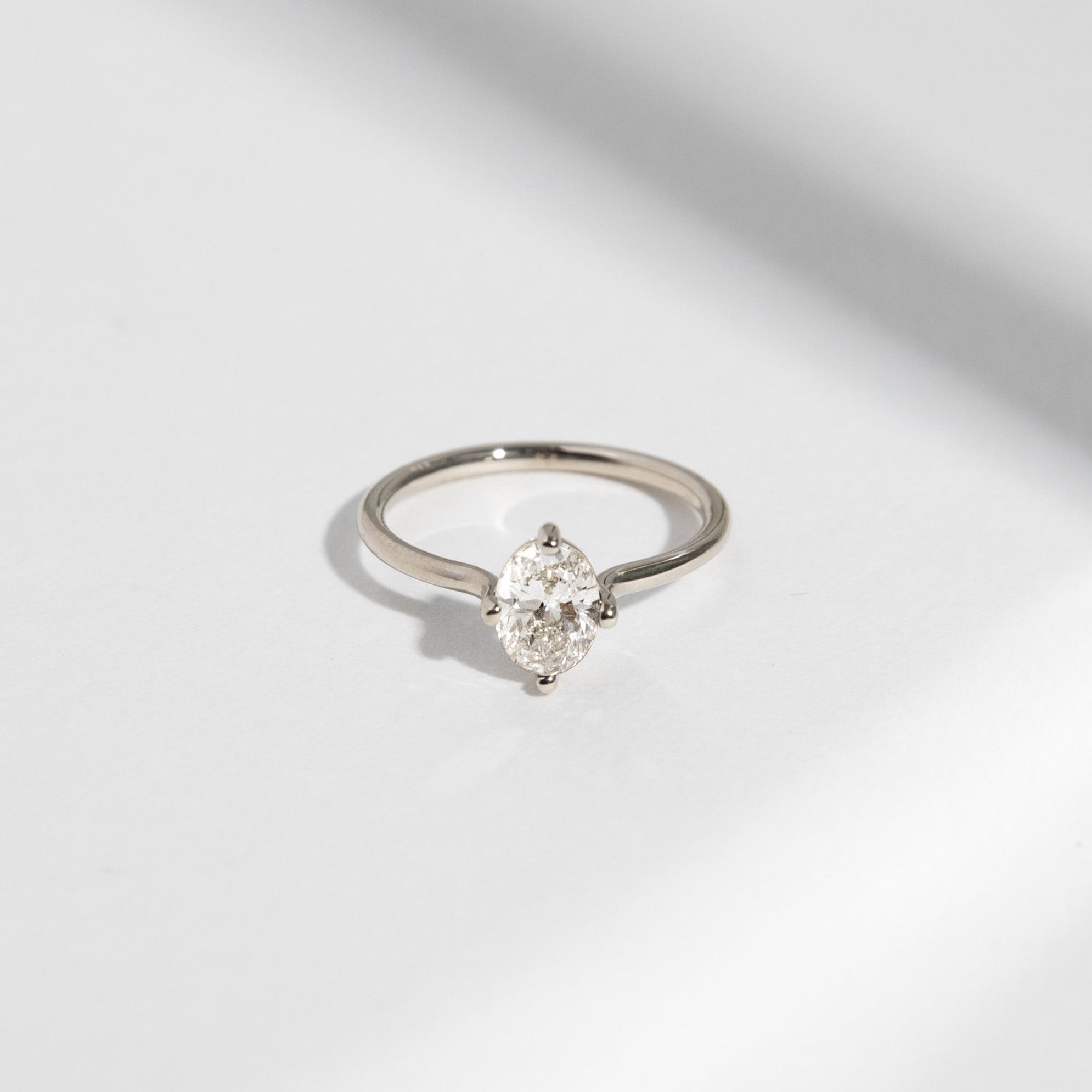 Veli Minimalist Ring in 14k White Gold set with an oval brilliant cut lab-grown diamond By SHW Fine Jewelry NYC