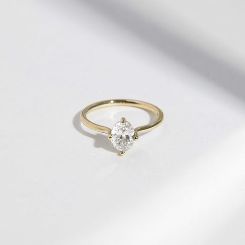 Veli Delicate Ring in 14k Gold set with an oval brilliant cut lab-grown diamond By SHW Fine Jewelry NYC