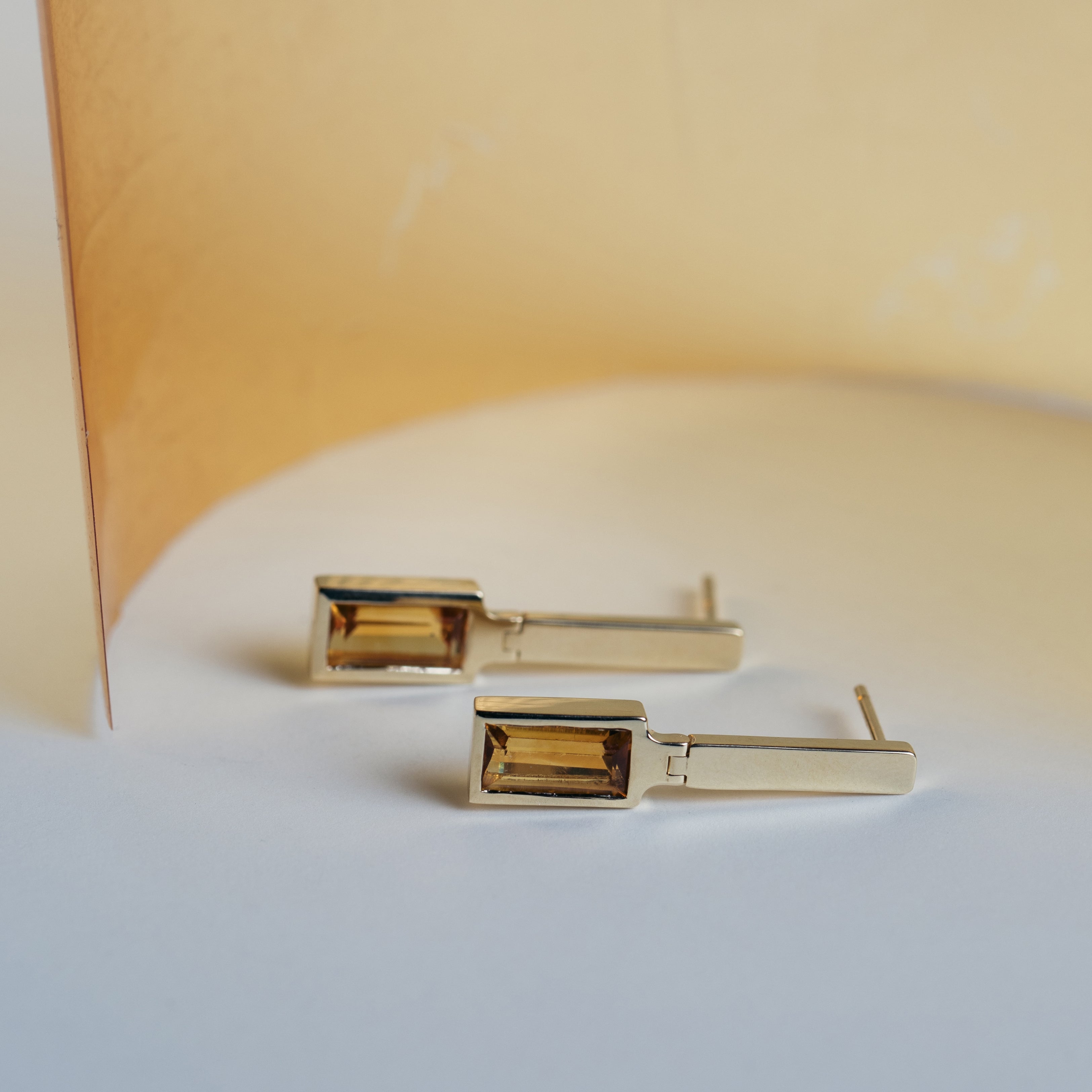 Amy Delicate Earrings 14k Yellow Gold Set With Citrine By SHW Fine Jewelry NYC