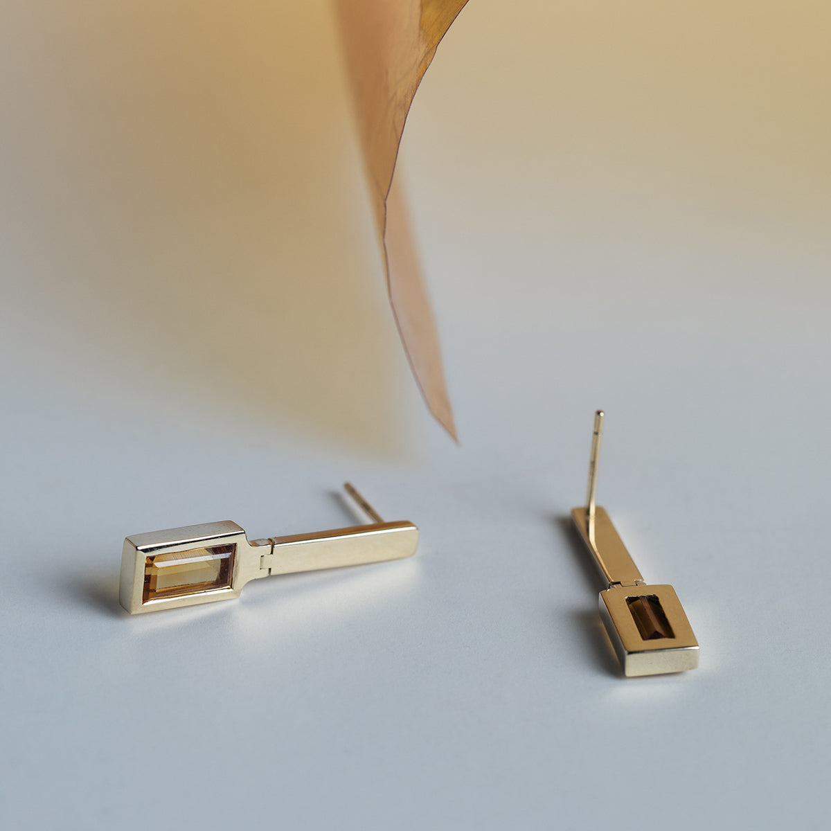 Designer Amy Earrings 14k Yellow Gold Set With Precious Citrine By SHW Fine Jewelry New York City