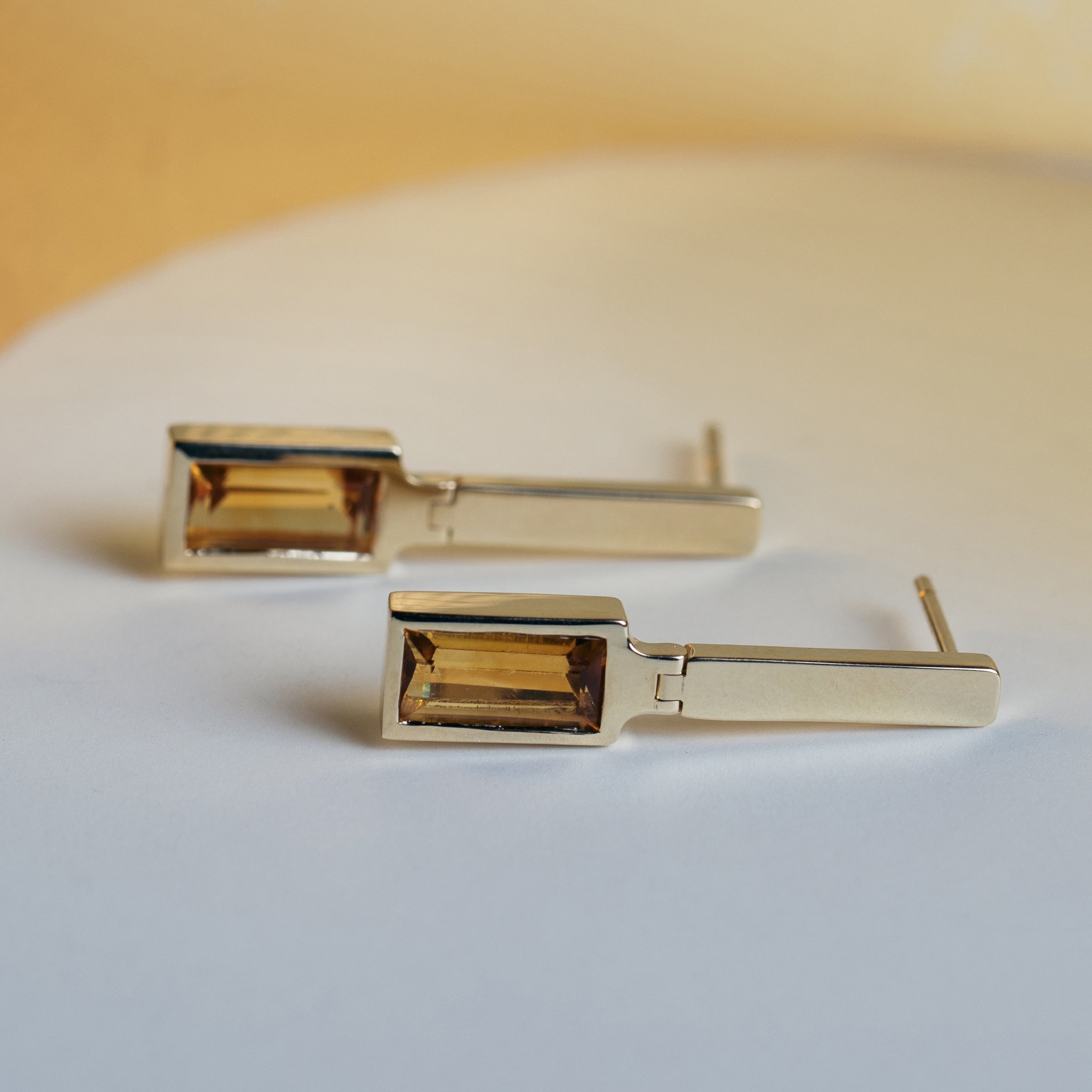 Amy Alternative Earrings 14k Yellow Gold Set With Citrine By SHW Fine Jewelry NYC