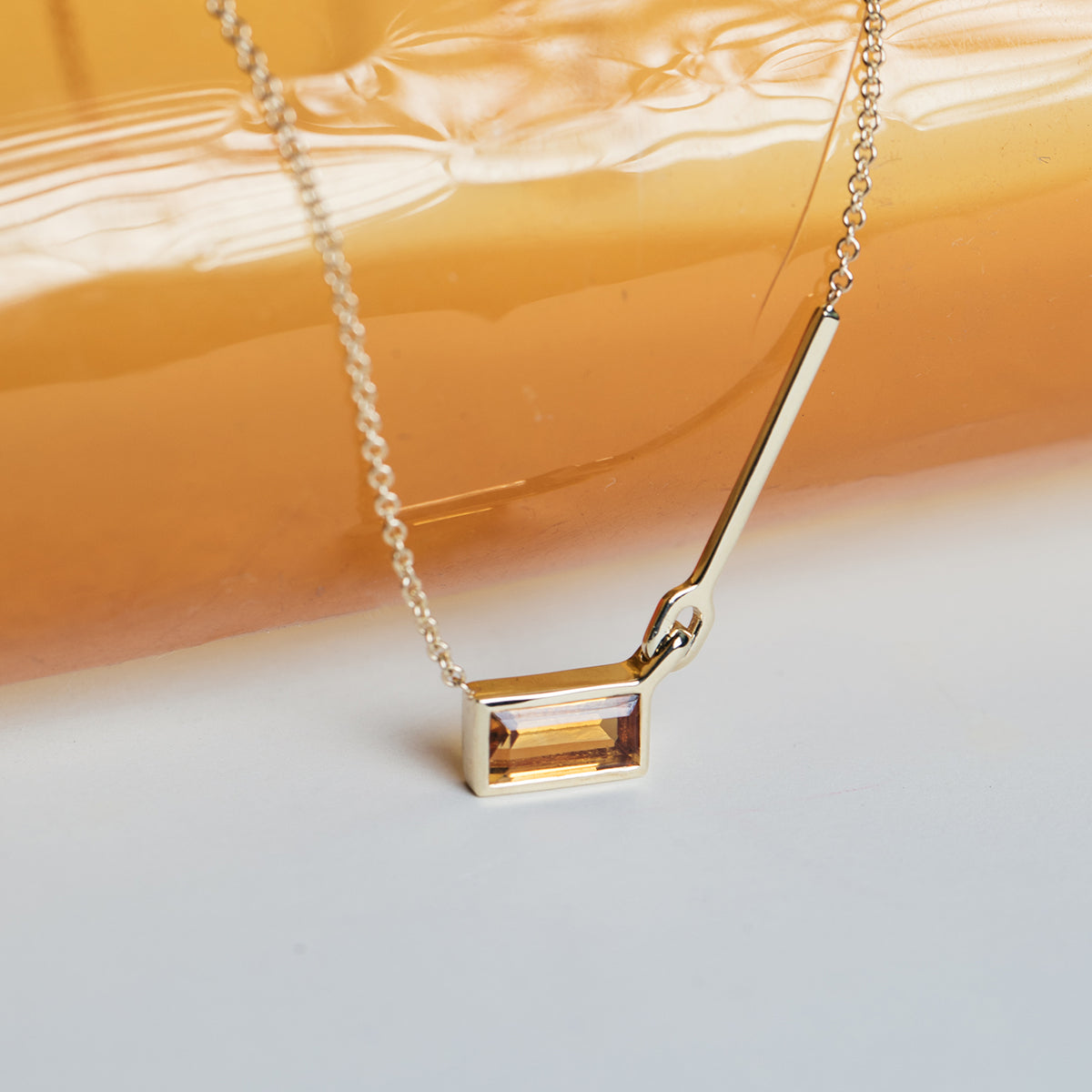 Amy Unique Necklace 14k Yellow Gold Set With Citrine By SHW Fine Jewelry NYC