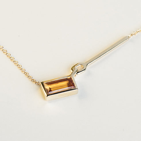 Amy Unique Necklace 14k Yellow Gold Set With precious Citrine By SHW Fine Jewelry made in New York City