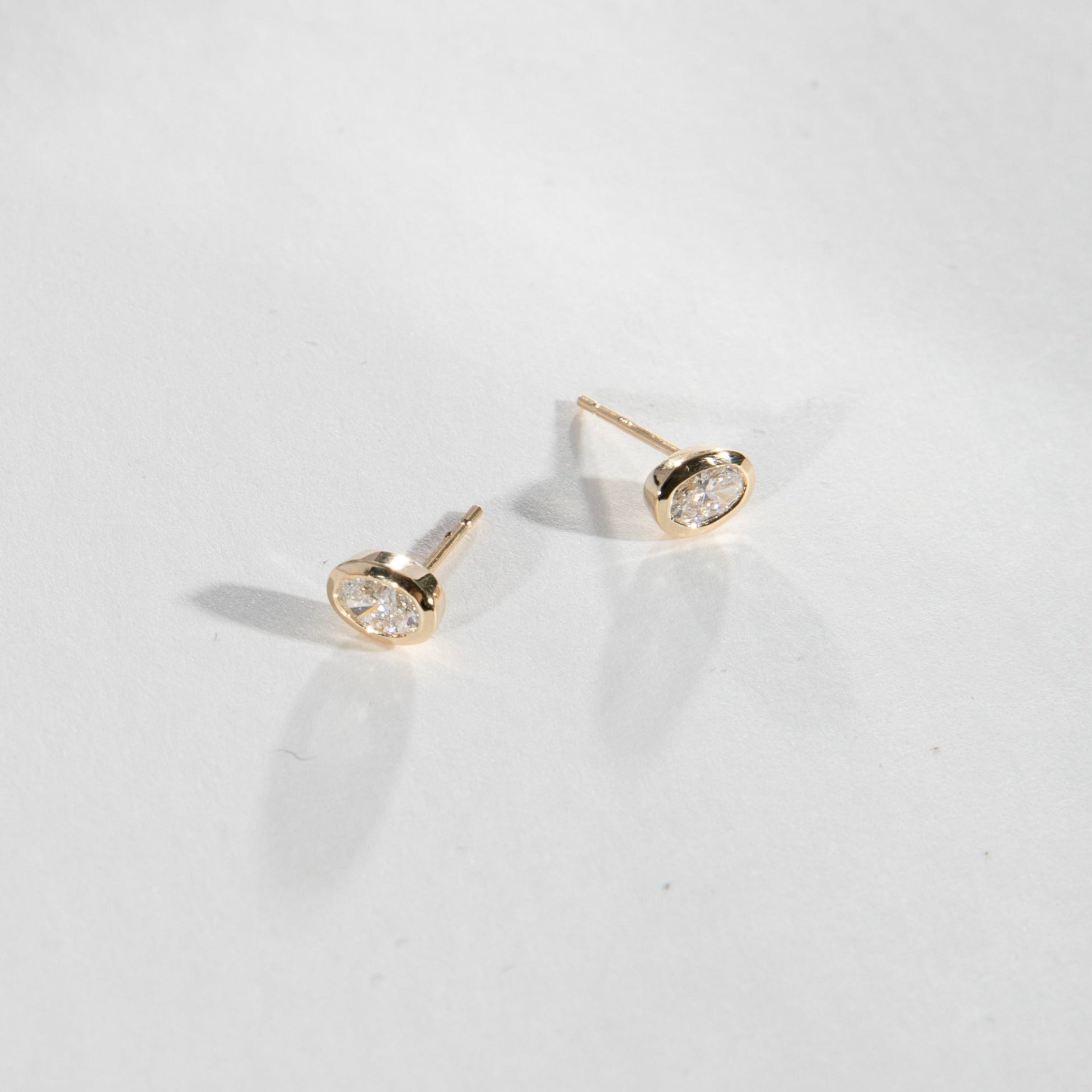 Ana Simple Earrings in 14k Gold set with lab-grown diamonds By SHW Fine Jewelry NYC