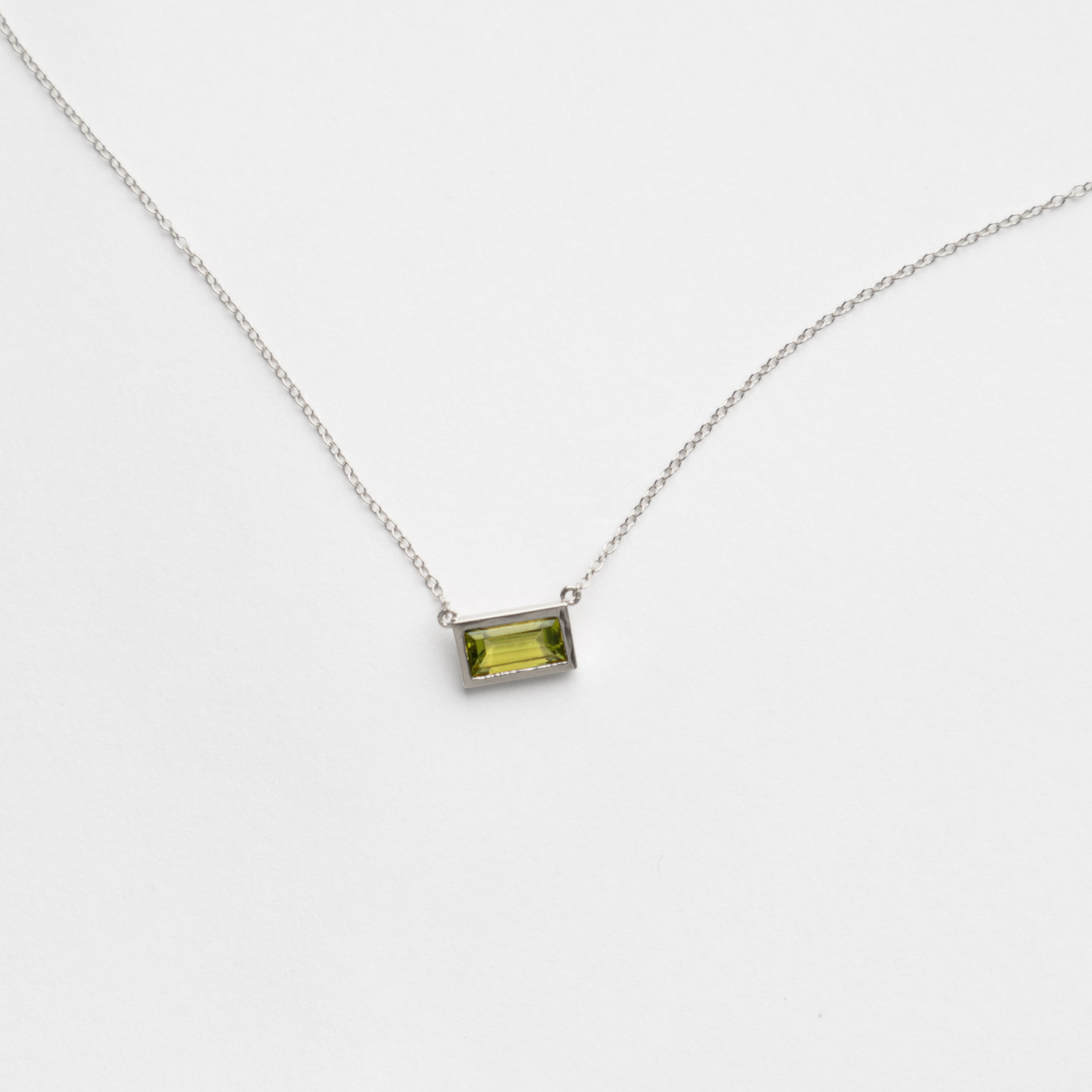Cool Didi necklace in recycled 14k gold set with peridot made in NYC by SHW fine Jewelry