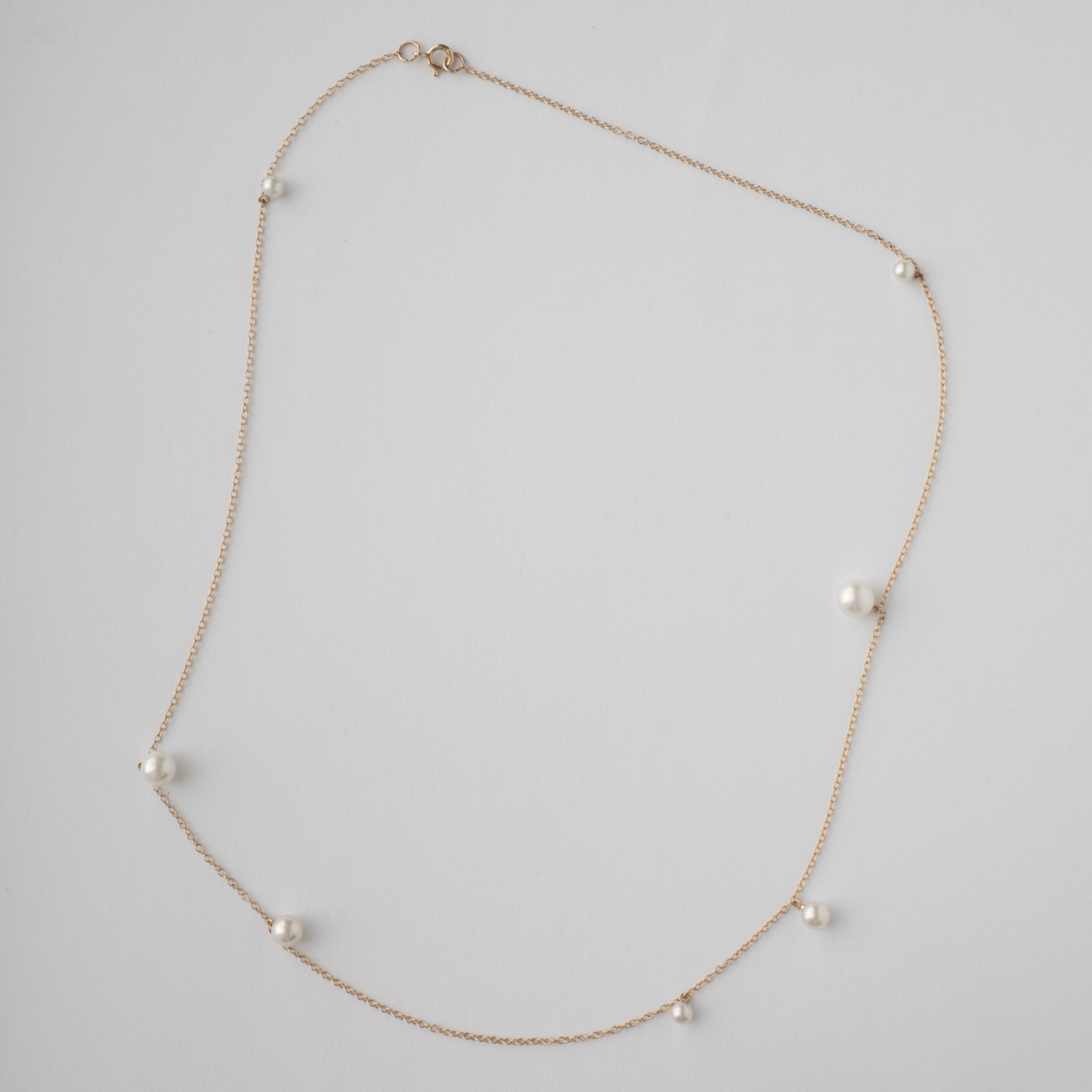 Unique RIti choker in 14k yellow gold with pearls made in NYC by SHW fine Jewelry