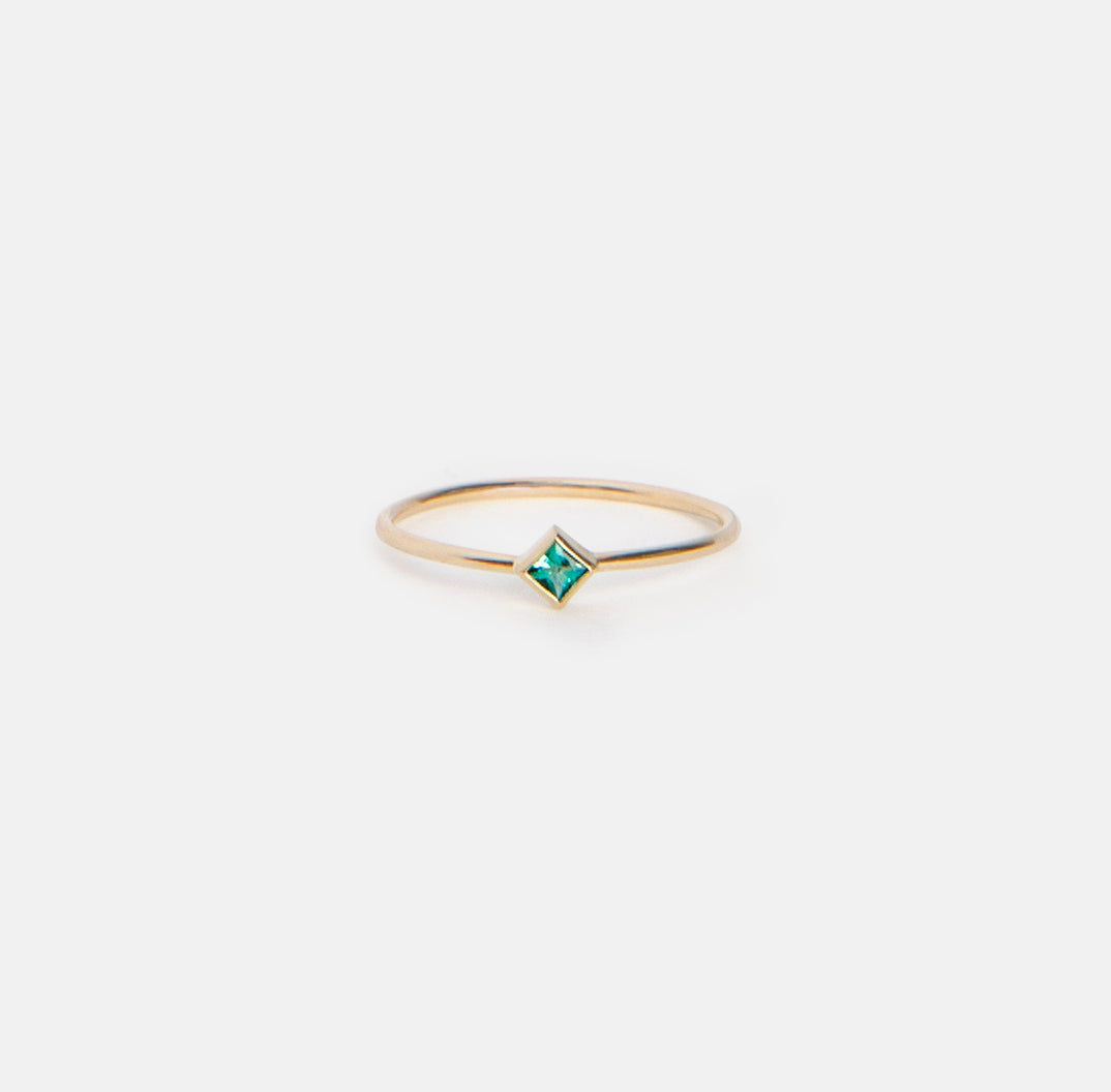 Small Ona Delicate Ring in 14k Gold set with Emerald by SHW Fine Jewelry