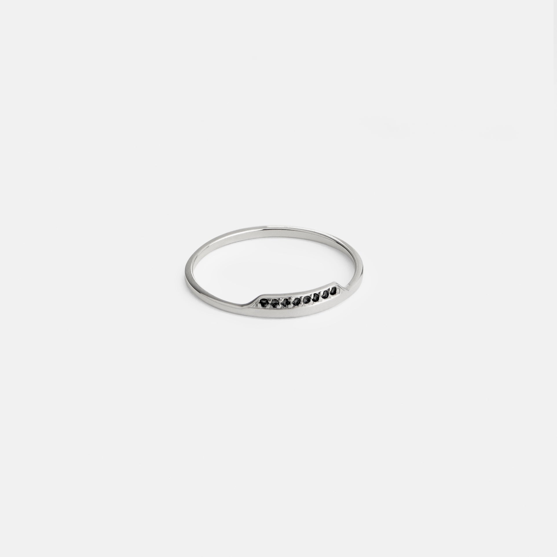 Salo Thin Ring in 14k White Gold set with Black Diamonds By SHW Fine Jewelry NYC